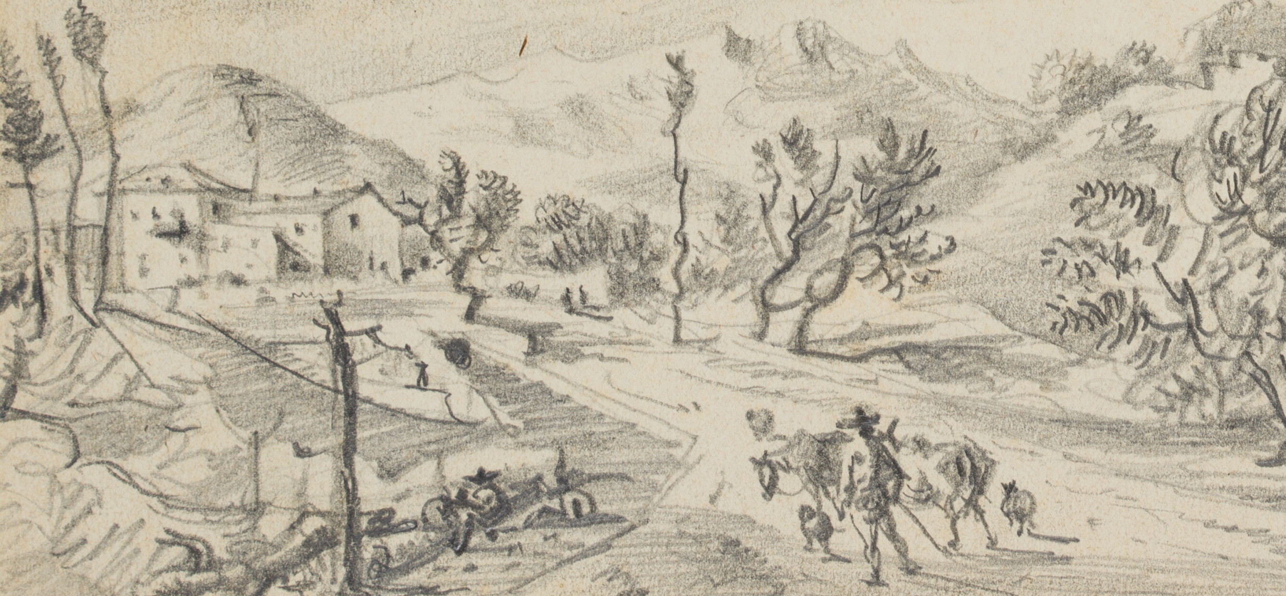 Hügelige mediterrane Landschaft mit Hirte