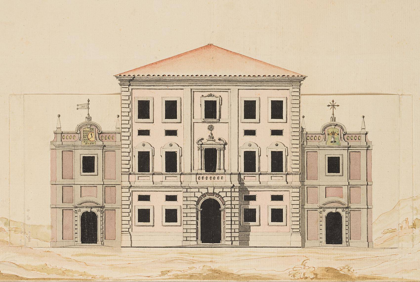 Aufwendiger Entwurf eines barocken Landhauses, "Casino arricchito"