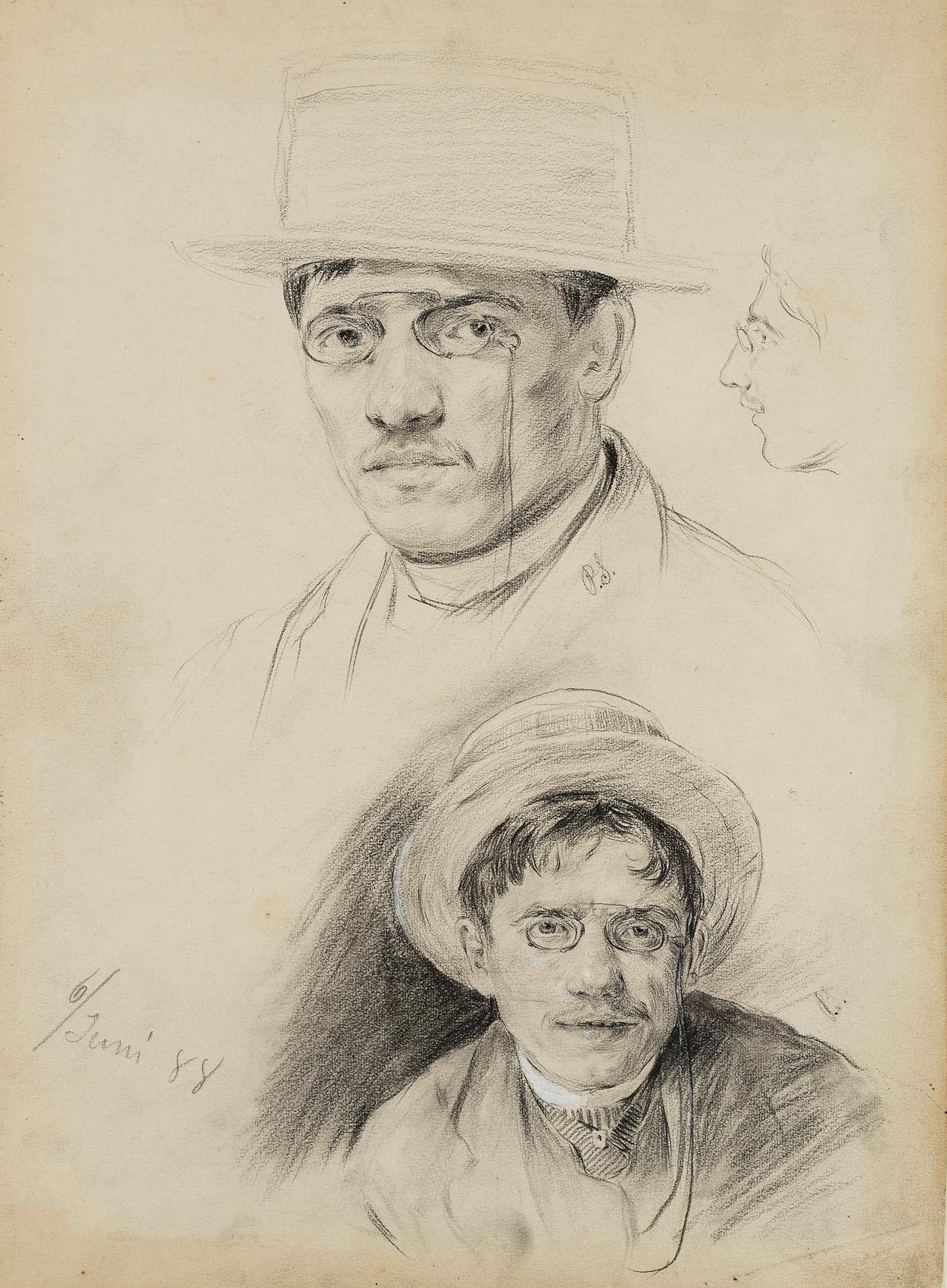 Zwei Porträtstudien mit Hut