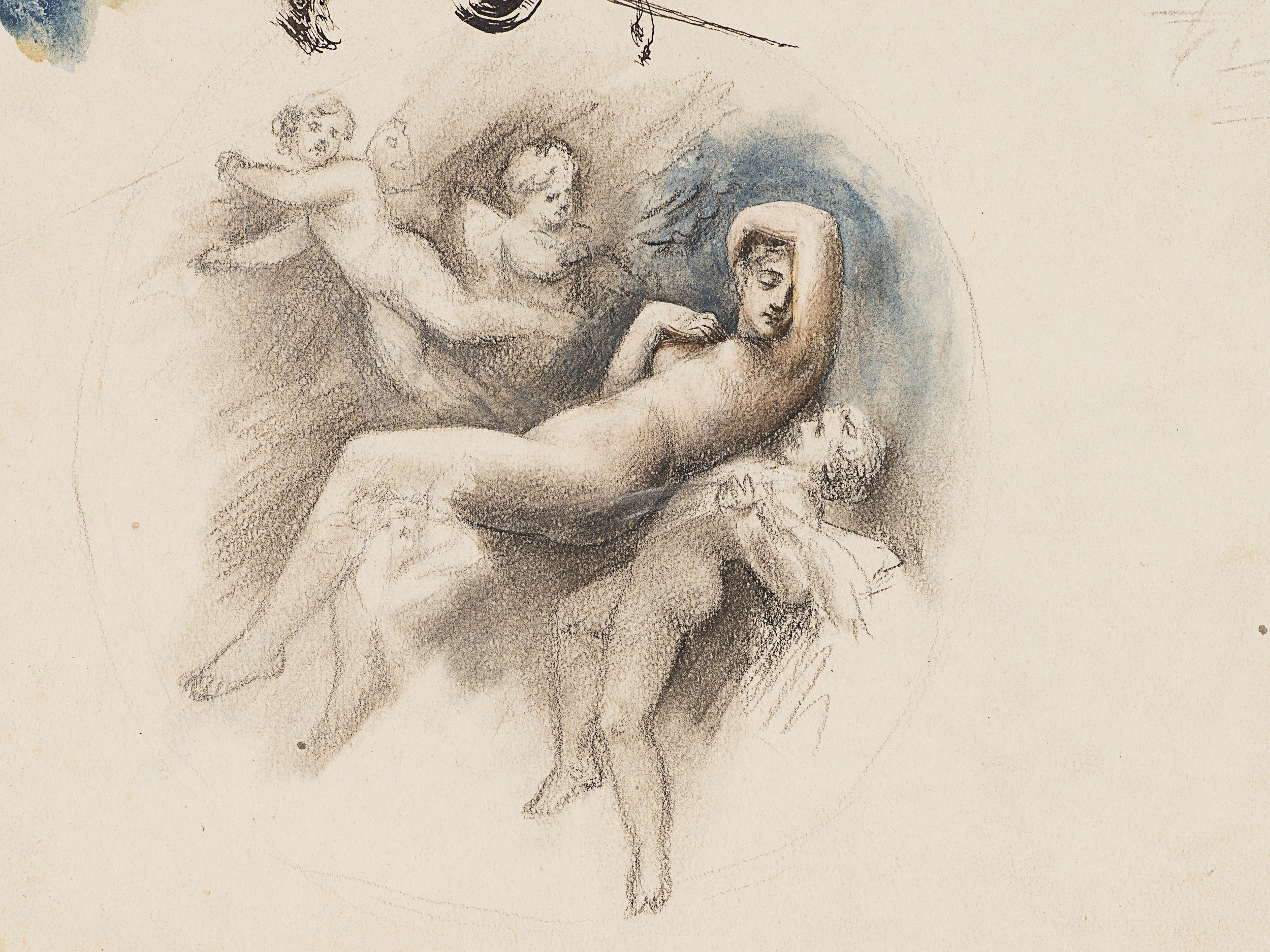 Mythologische Figurengruppe mit Studien
