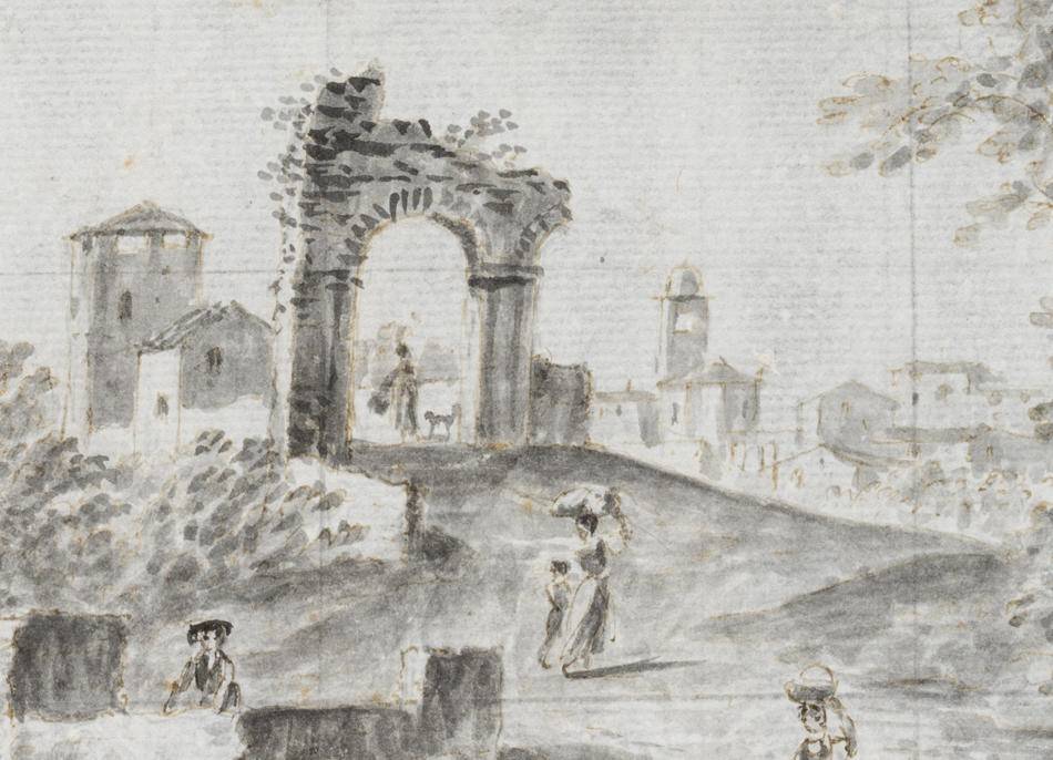 Antike Stätte mit überlaufendem Brunnen