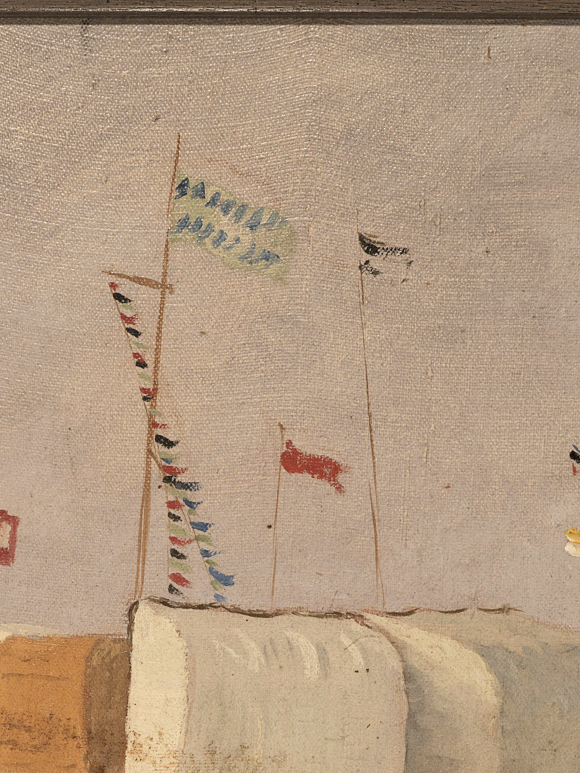 Strandkabinen mit Flaggen auf der Nordseeinsel Amrum