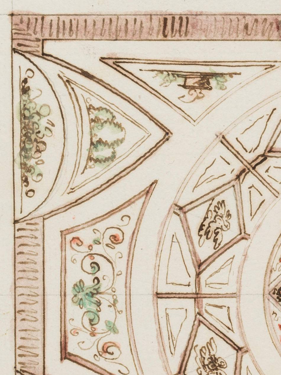 Entwurf eines Deckengewölbes mit Kreismotiv