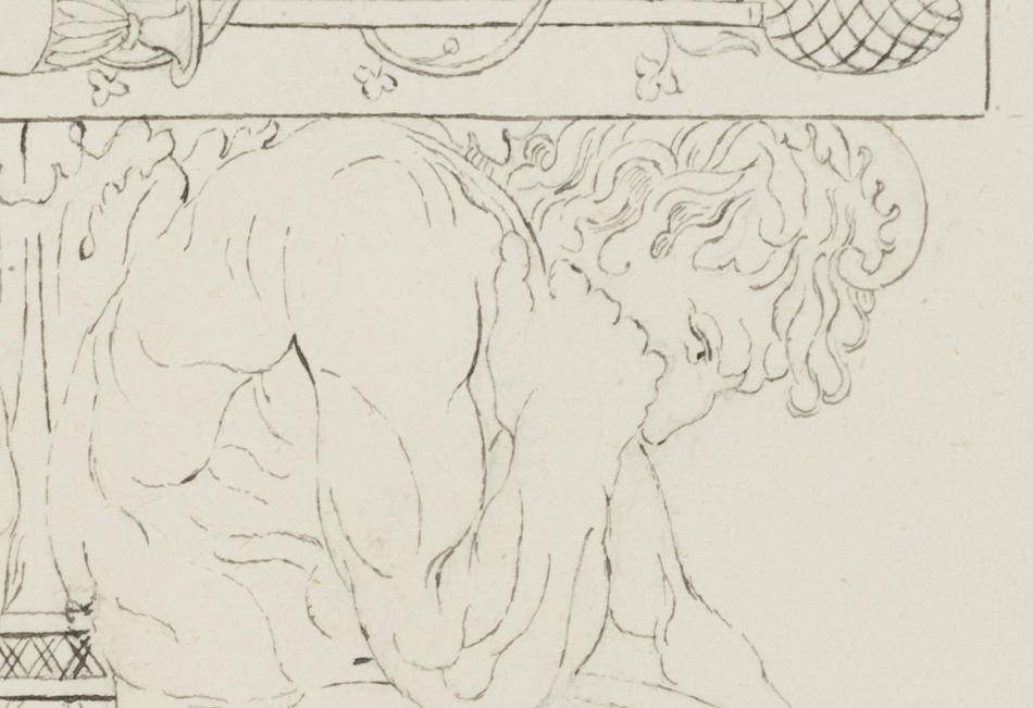 Klassizistischer Entwurf, Zwei Faune als Atlanten