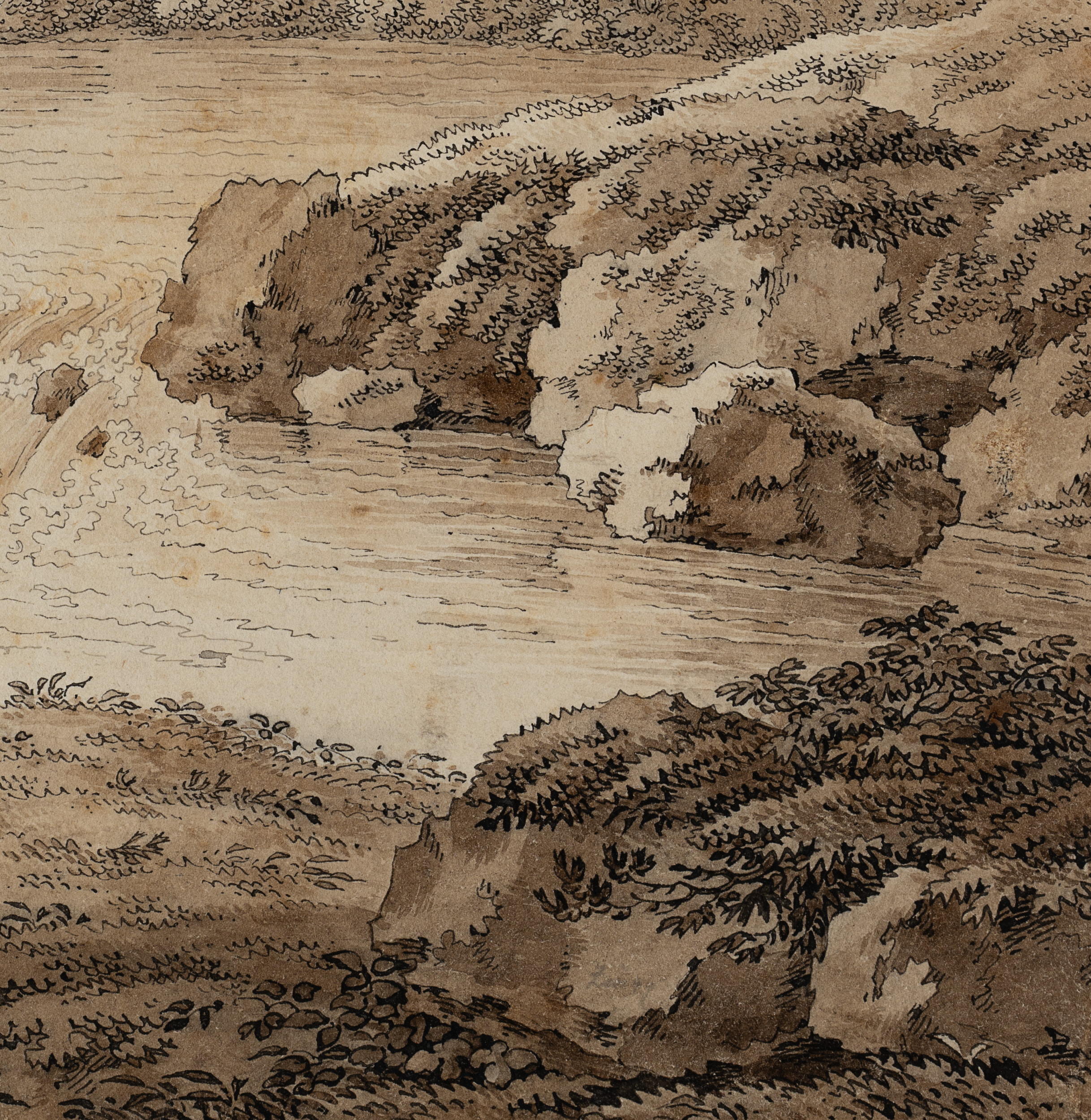 Flusslandschaft mit Fischern