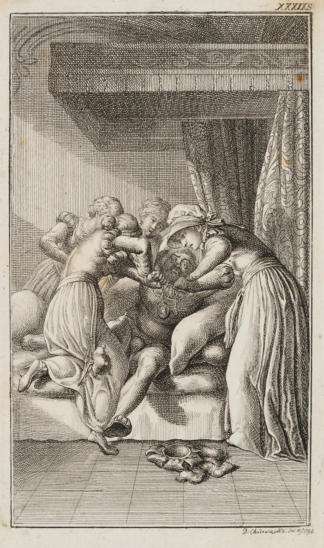 Dirnen drängen Adelbert auf Eleonorens Bett