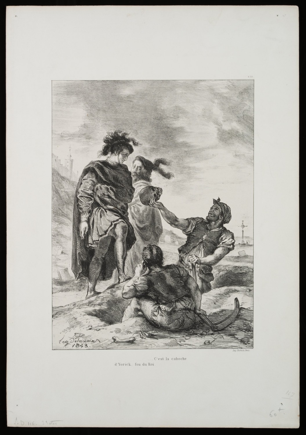 Hamlet und Horatio auf dem Friedhof mit dem Schädel des Yorick