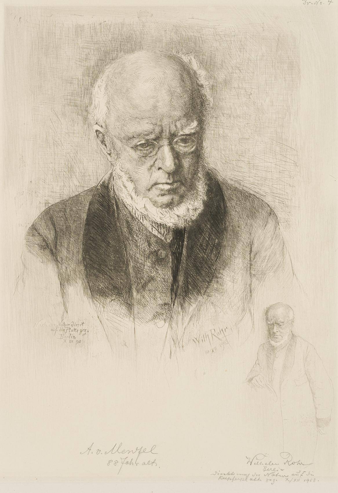Porträt des Künstlers Adolph von Menzel (1815 Breslau - 1905 Berlin) im Alter