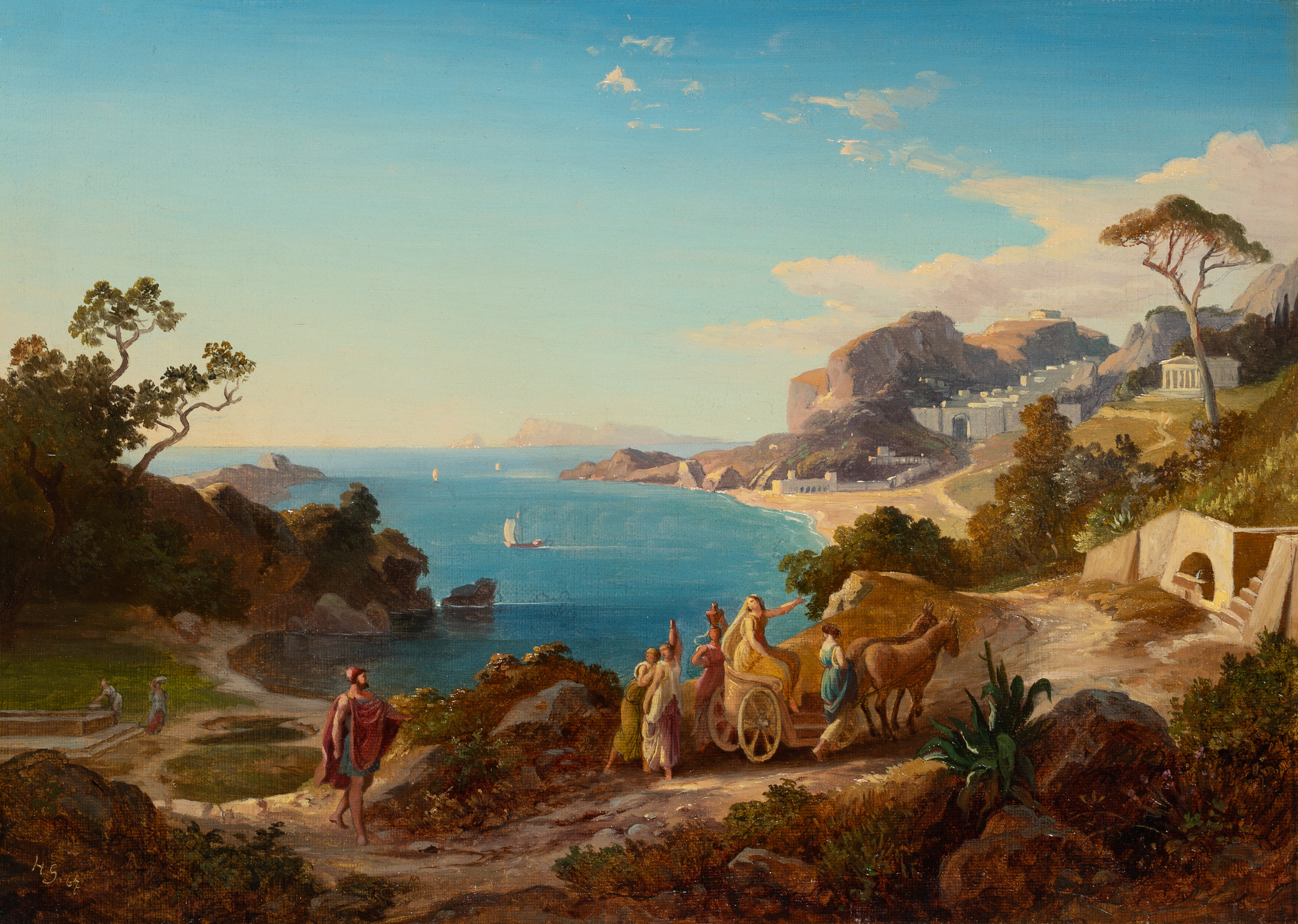 Griechische Landschaft mit Odysseus und Nausikaa
