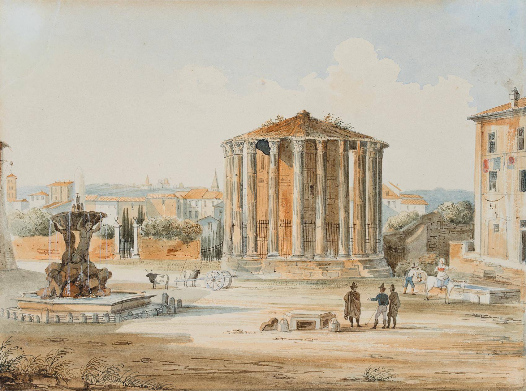 Der Rundtempel auf dem Forum Boarium am Tiber in Rom