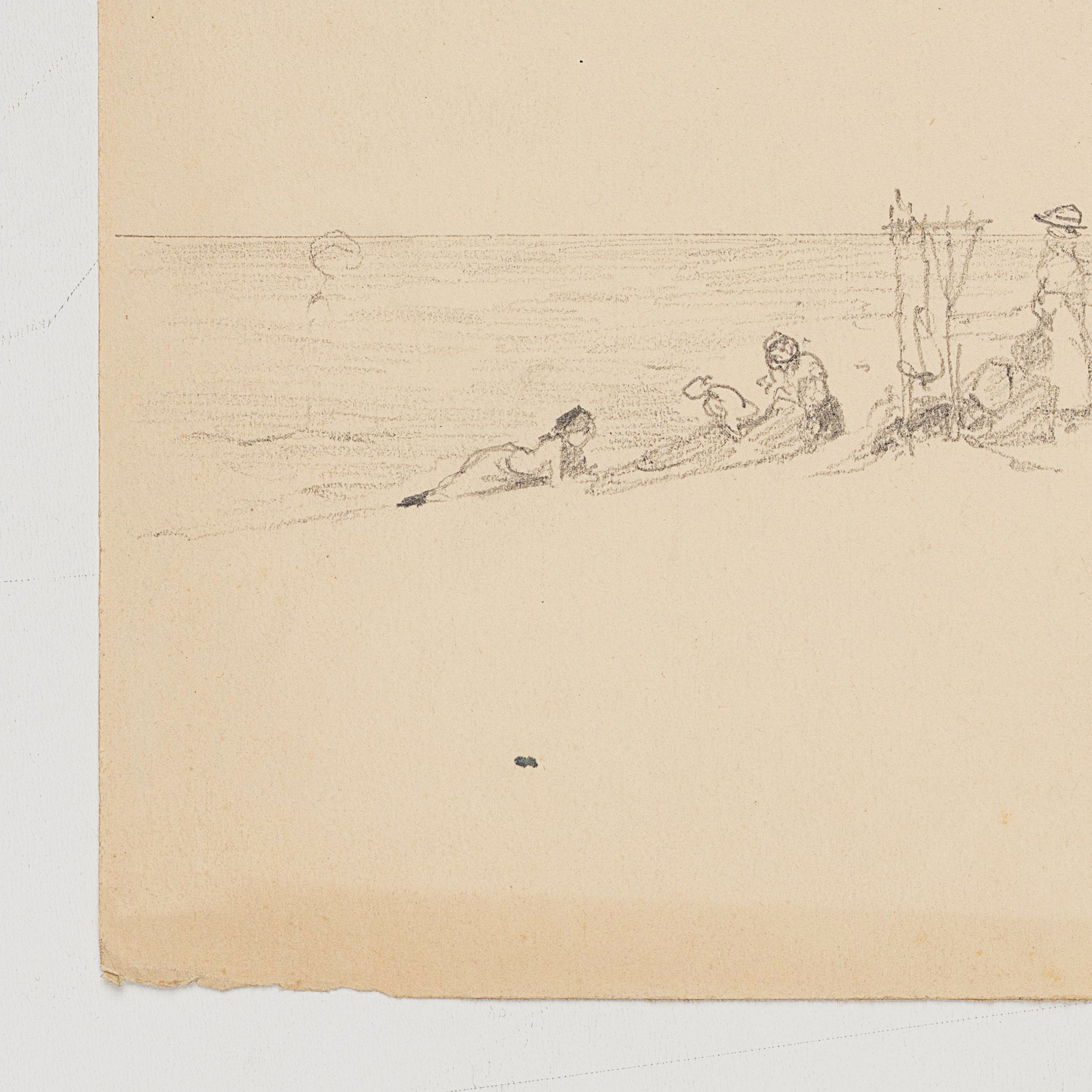 Strandszene mit Booten und Figuren