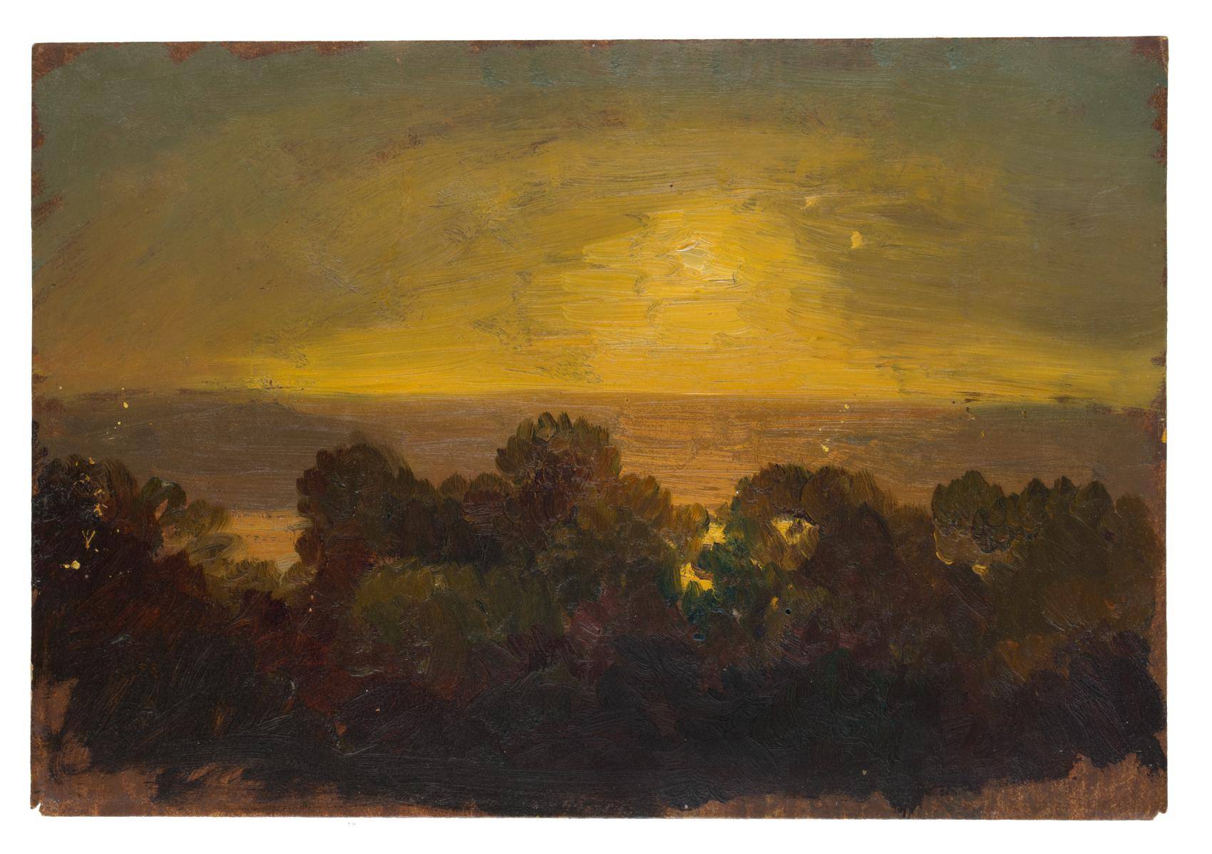 Landschaft mit tiefstehender Sonne