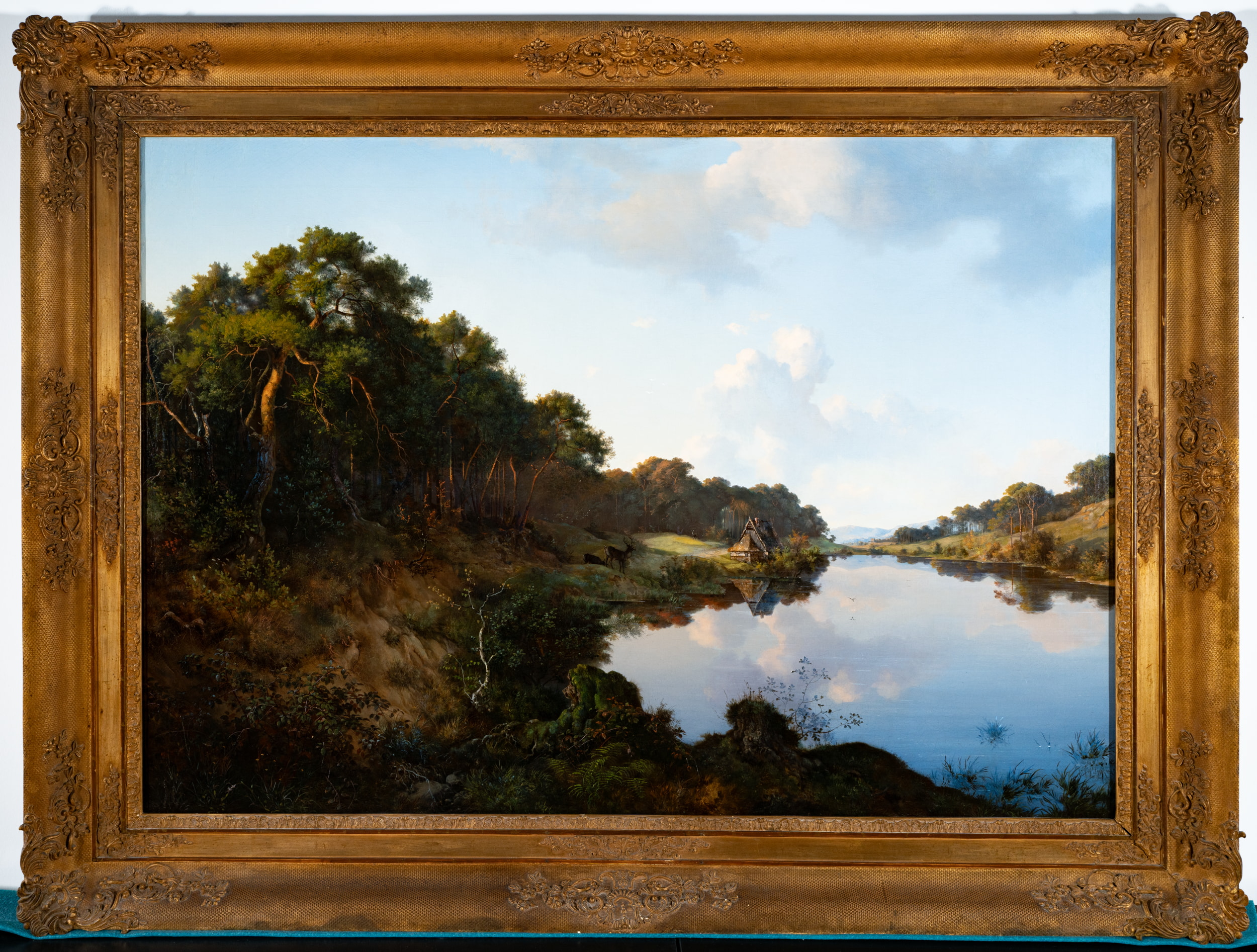 Sächsische Landschaft mit See und Hütte