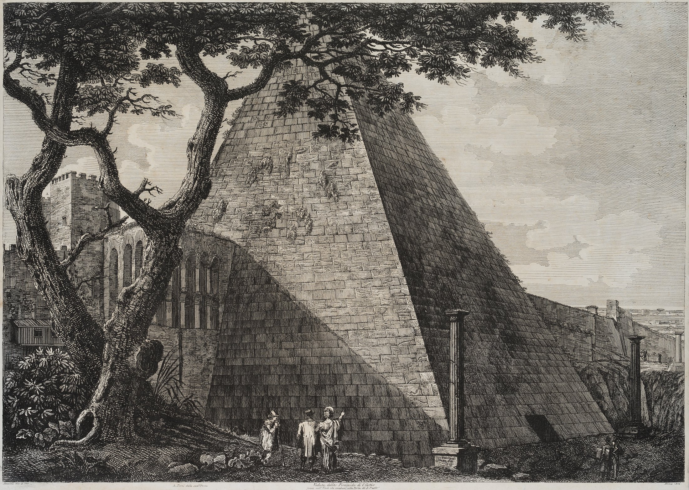 Ansicht der Cestius-Pyramide in Rom