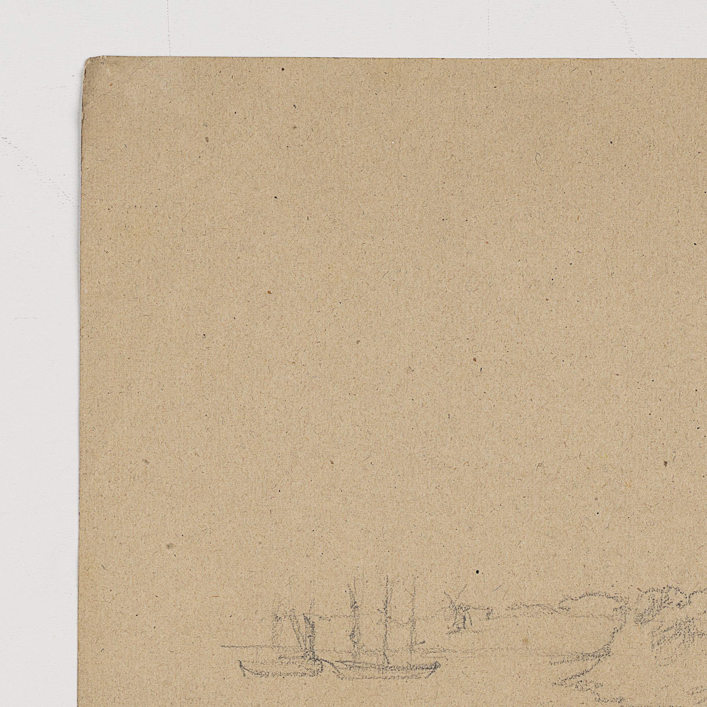 Zweiteilige Landschaftsstudie mit Hafen und Haus