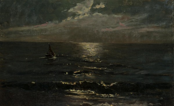 Fischerboot in Vollmondnacht