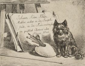 Der Spitzhund bei der Staffelei