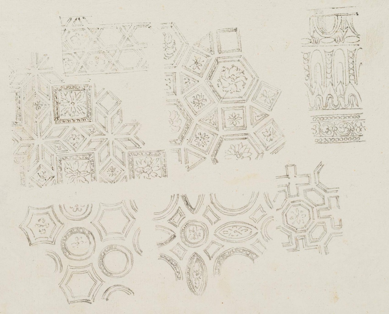 Entwurfsskizze für Deckenkassettierungen