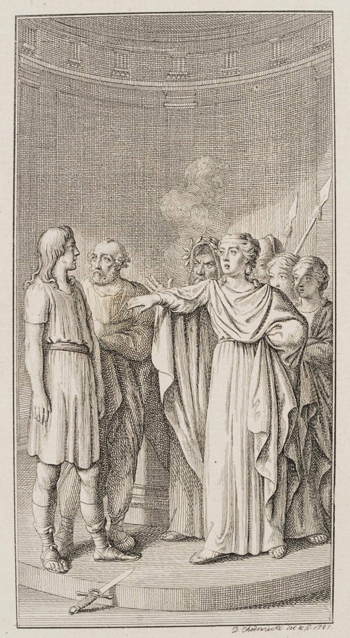 Merope und Aegisth im Tempel
