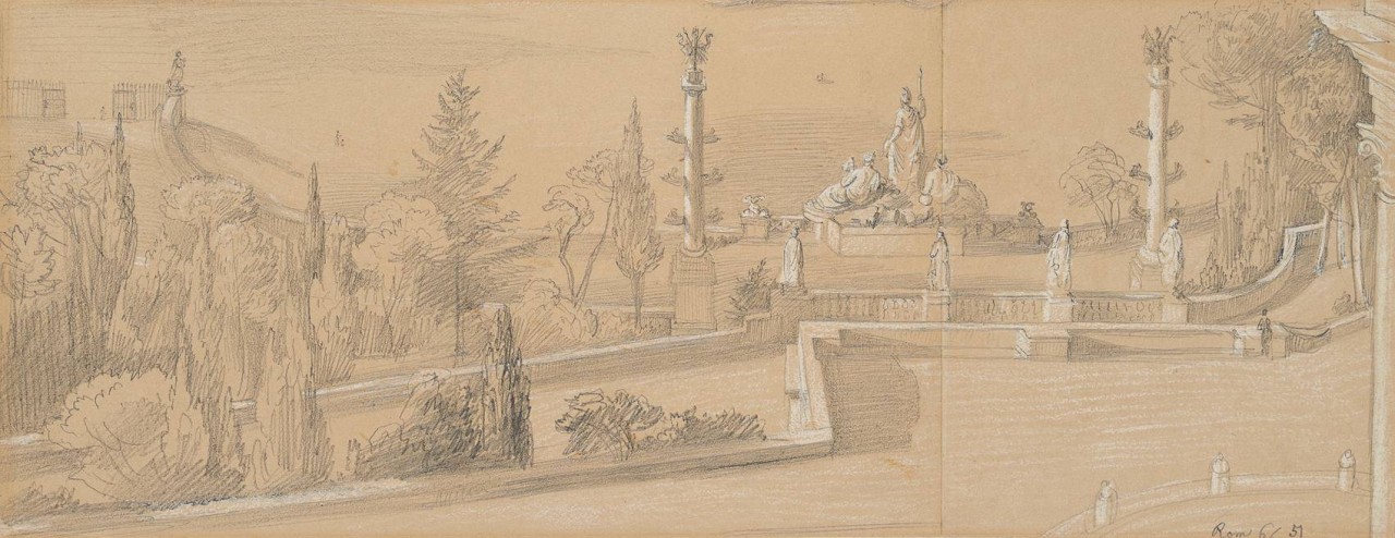 Abhang des Pincio in Rom zur Piazza del Popolo