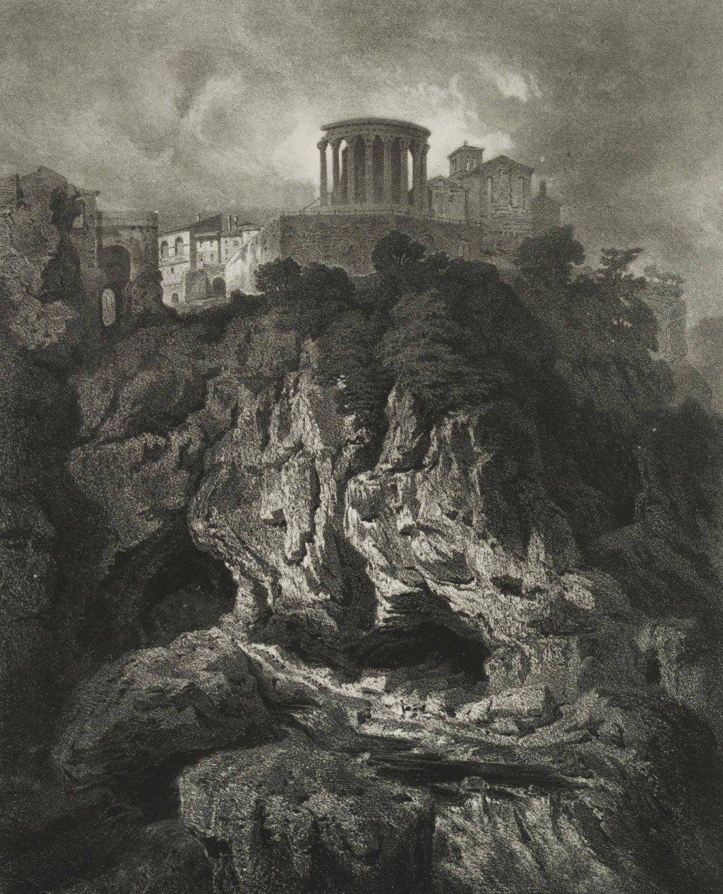 Die Neptunsgrotte mit Tempeln der Vesta und der Sibilla in Tivoli