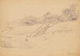 Landschaftsstudie mit Holztreppe in Graal