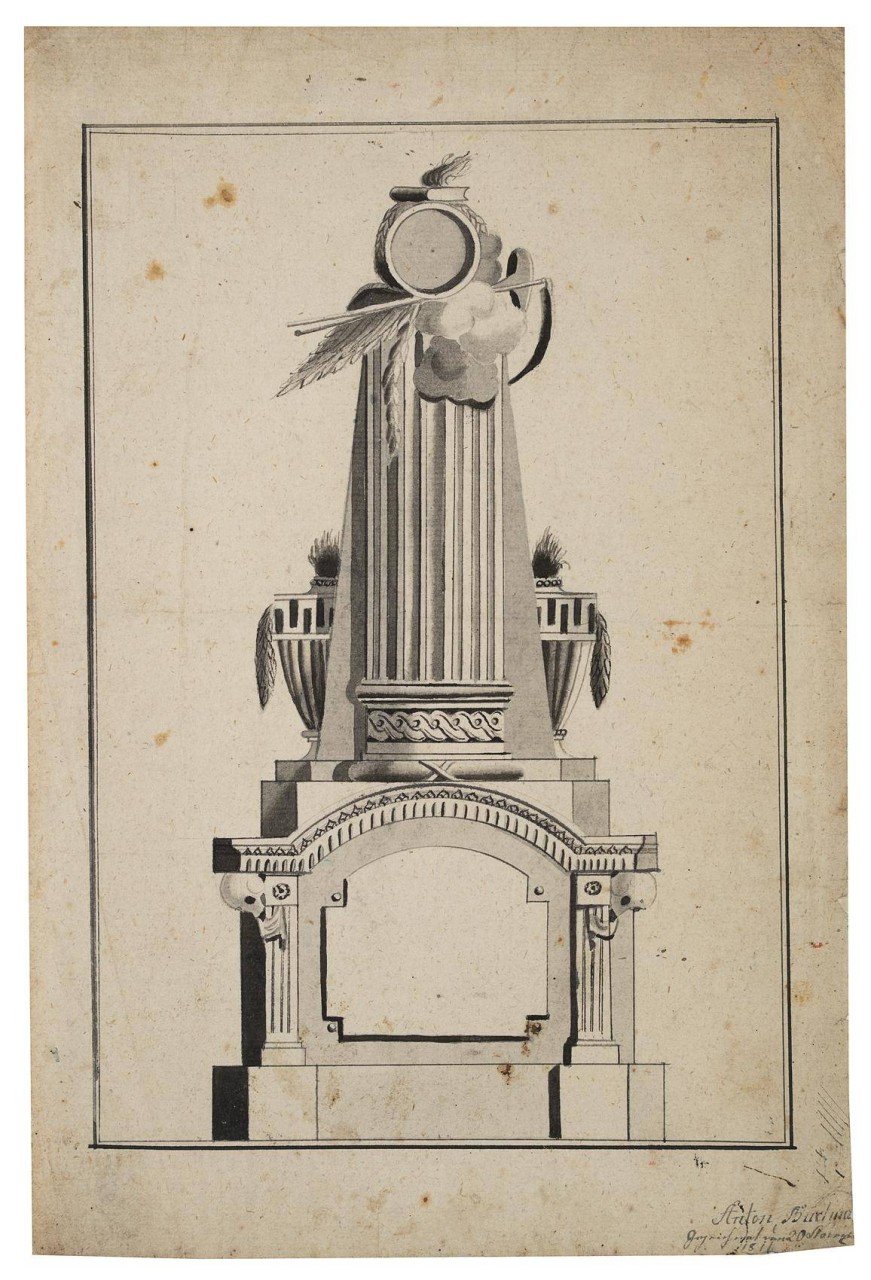 Anton Budma: Klassizistischer Entwurf eines Grabmals oder Epitaphs