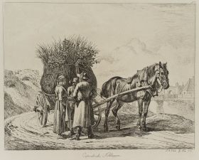 Ã–sterreichische Kohlbauern mit Pferdewagen