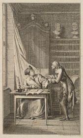 Voltaire in der Bibliothek eines Kunstrichters