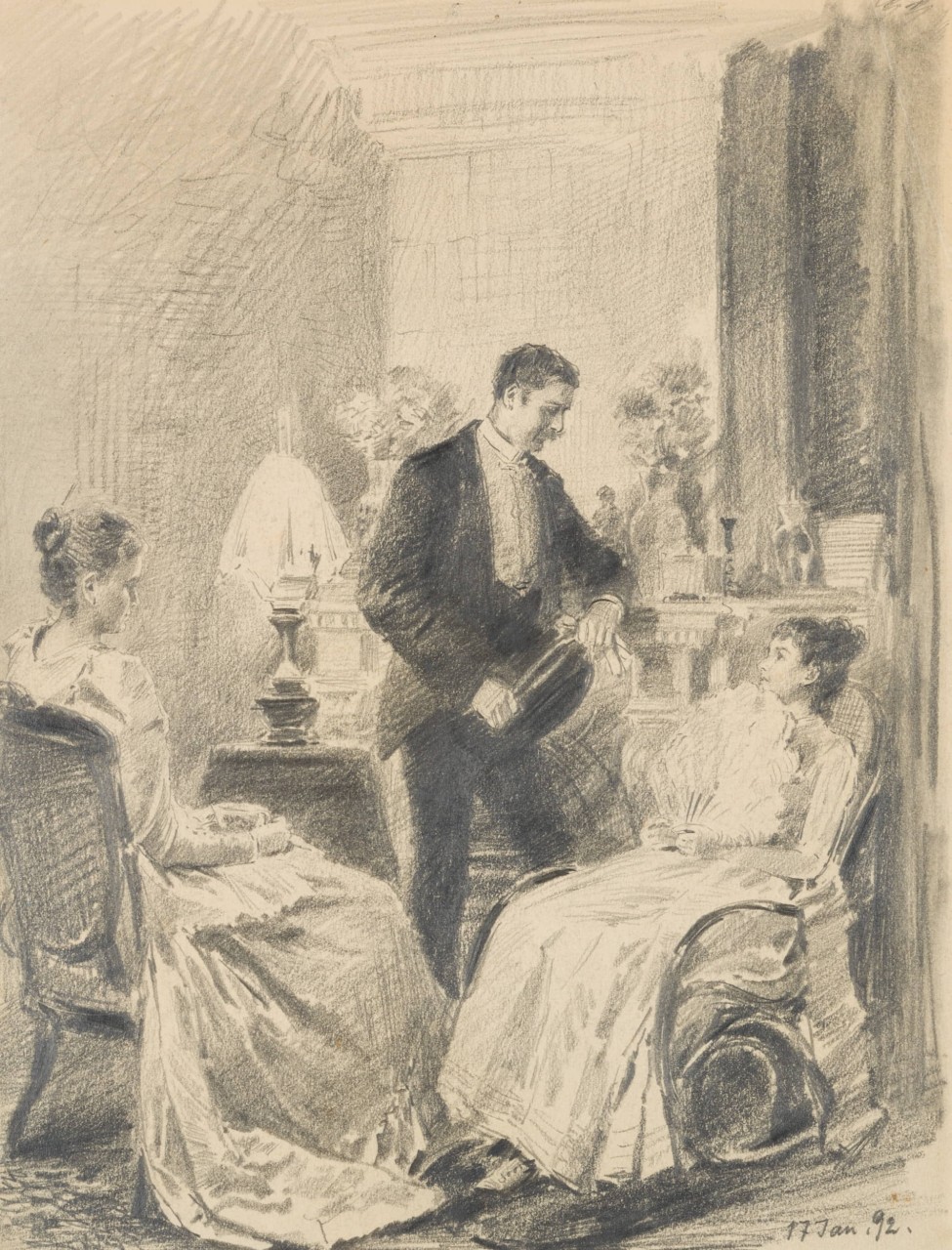 Damen und Herr in Abendgarderobe