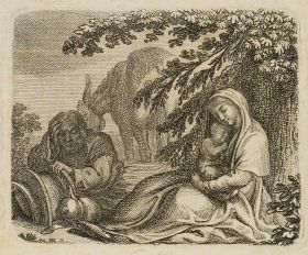 Die Ruhe der heiligen Familie auf der Flucht nach Aegypten