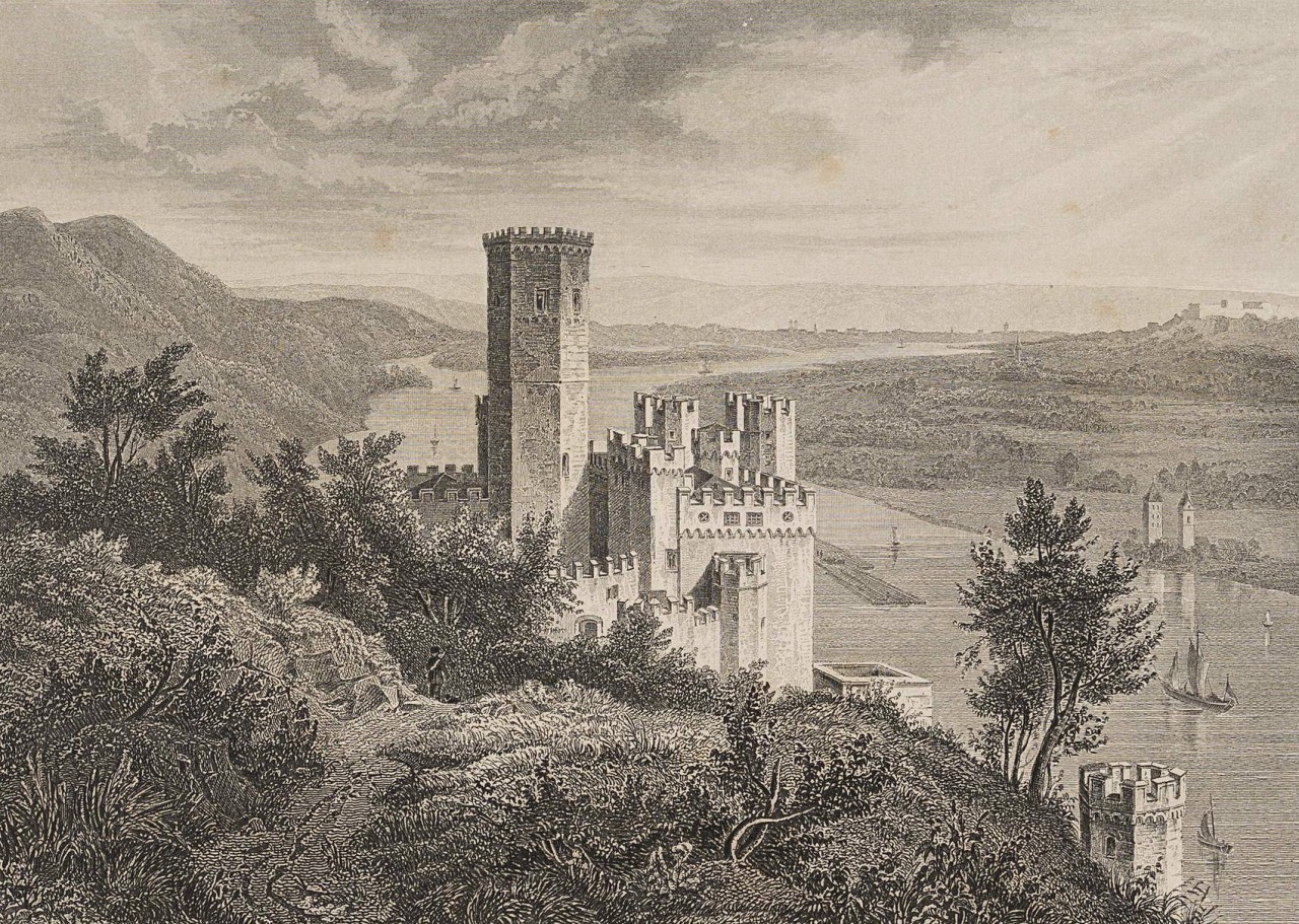 Nach C.Schmeich, Schloss Stolzenfels über dem Rheintal