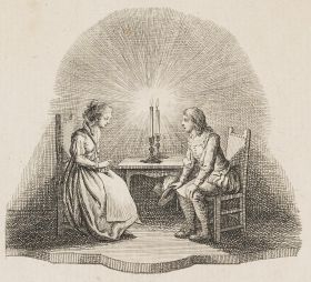 Gil Blas und Aurora bei nächtlichem Kerzenschein