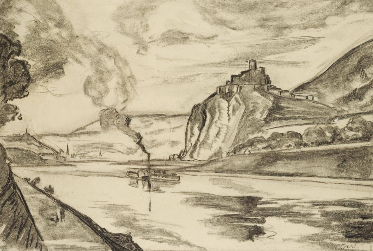 Rheinlandschaft mit Burg Gutenfels