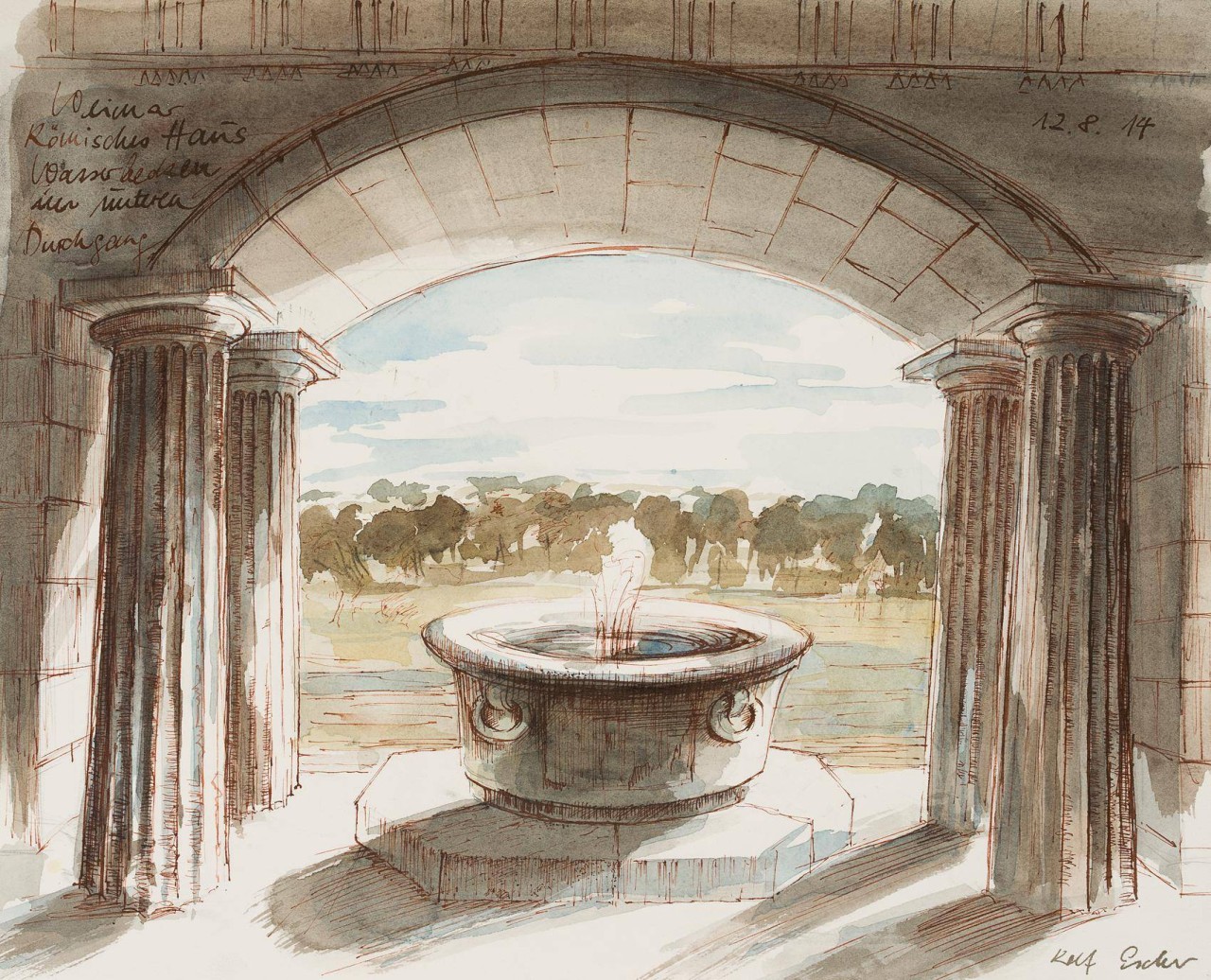 Wasserbecken im Römischen Haus im Park an der Ilm