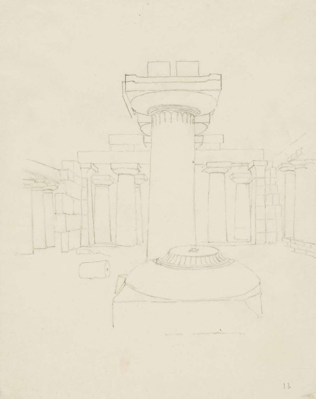 Vorzeichnung zum Hera-Tempel in Paestum