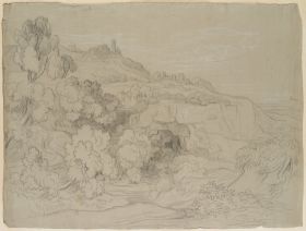 Italienische Landschaft mit Steinbruch und Kalkwerk