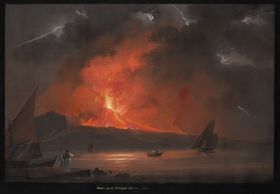 Vulkanausbruch bei Nacht