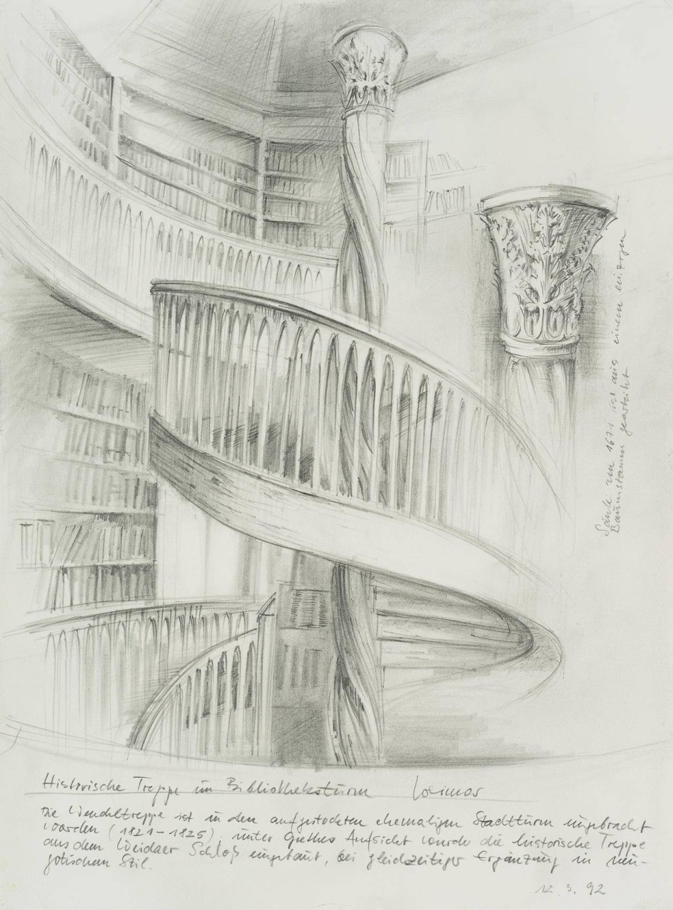 Treppe im Bibliotheksturm in Weimar