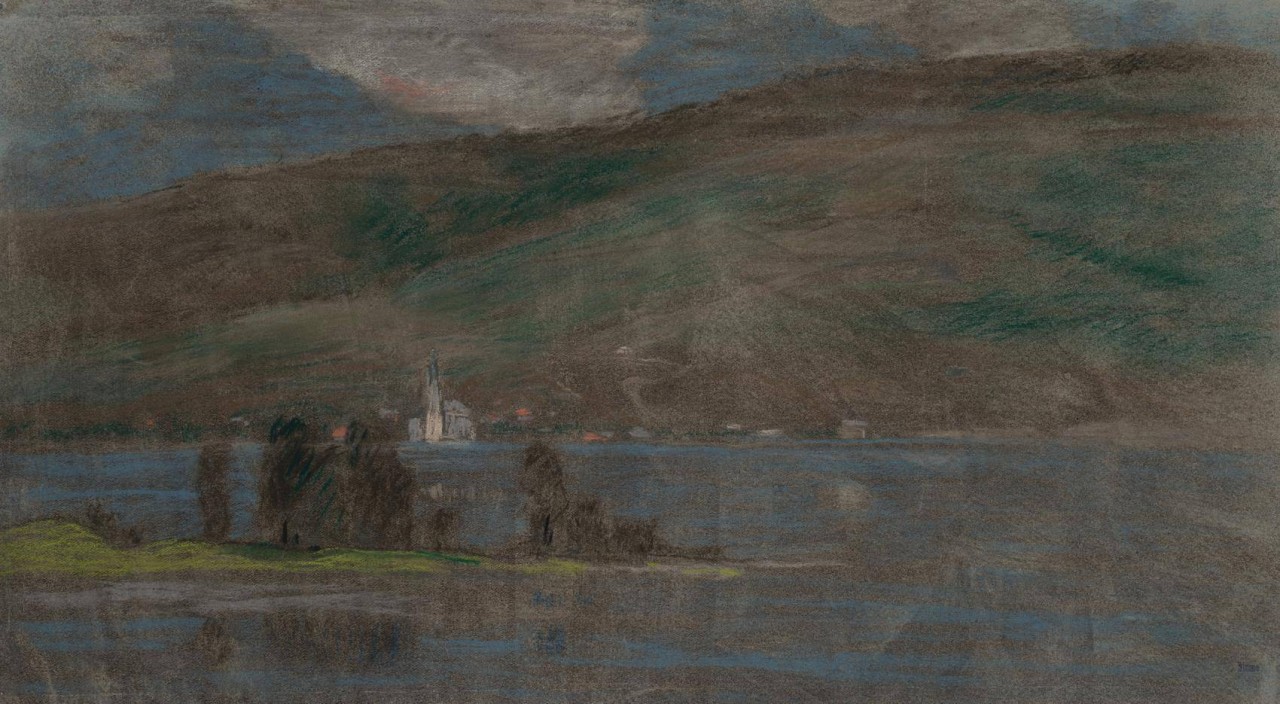 Uferlandschaft mit Ortschaft
