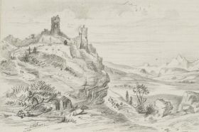 Berglandschaft mit Burgruine