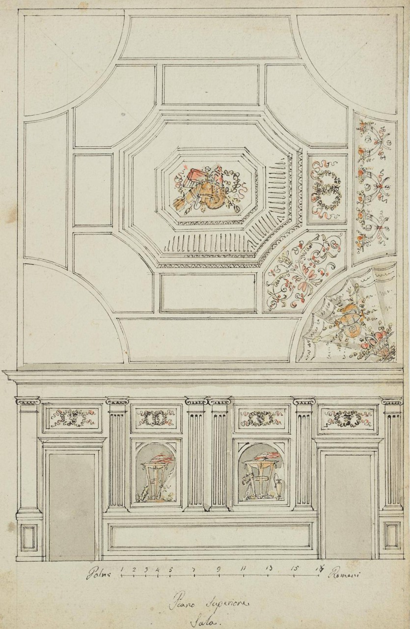 Wandansicht mit Deckenentwurf im Renaissancestil