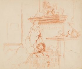 Interieur mit Mutter und Kind