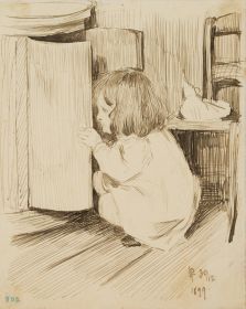 Mädchen am Schrank
