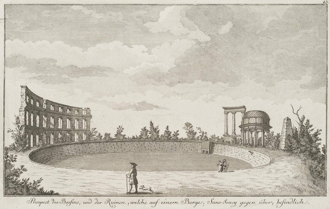 Ansicht des Ruinenbergs im Schlosspark von Sanssouci in Potsdam