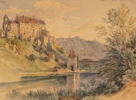 Wöhrsee mit Hauptburg der Festung Burghausen