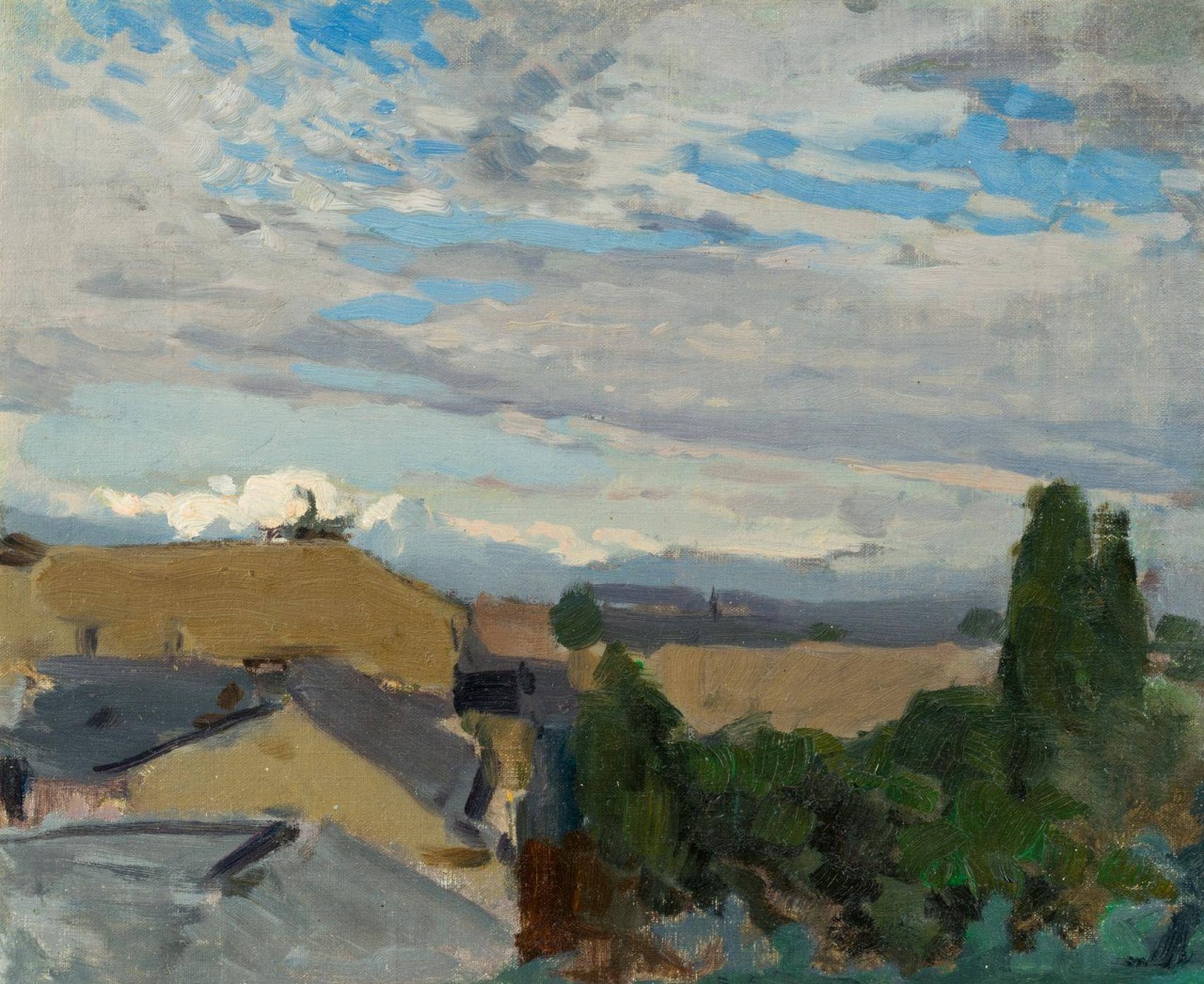 Ortschaft mit Wolkenstudie