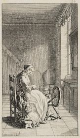 Fräulein Colibri und ihre Magd am Spinnrad