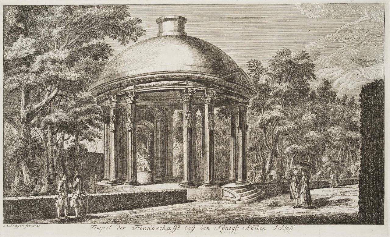 Ansicht des Freundschaftstempels im Park von Schloss Sanssouci bei Potsdam