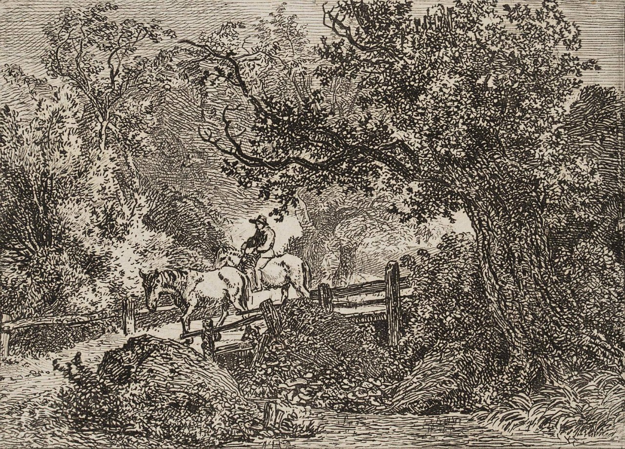 Reitender Bauer im Wald